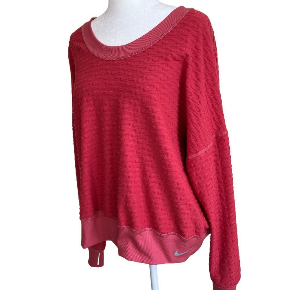 Nike Womens ThermaFIT Element Running Crewneck Top Reversible Pink Terrycloth XL - Picture 4 of 16